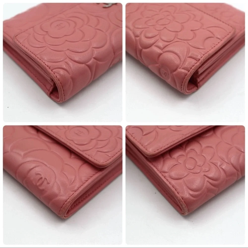 Chanel Pink Floral Embossed Wallet - Picture 4 of 9